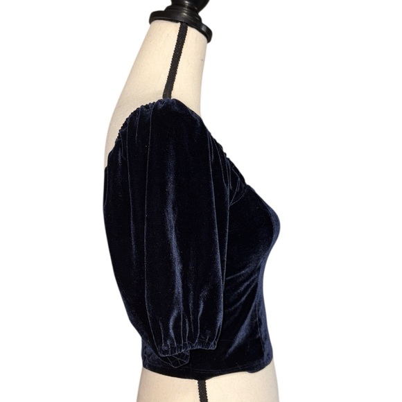 Abercrombie and Fitch Blue Velvet Puff Sleeve Top Sz. Small BNWT - Picture 6 of 9